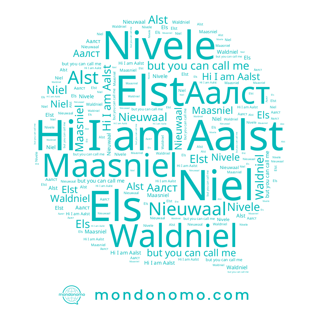 name Aalst, name Nivele, name Аалст, name Maasniel, name Elst, name Nieuwaal, name Niel, name Els, name Waldniel, name Alst