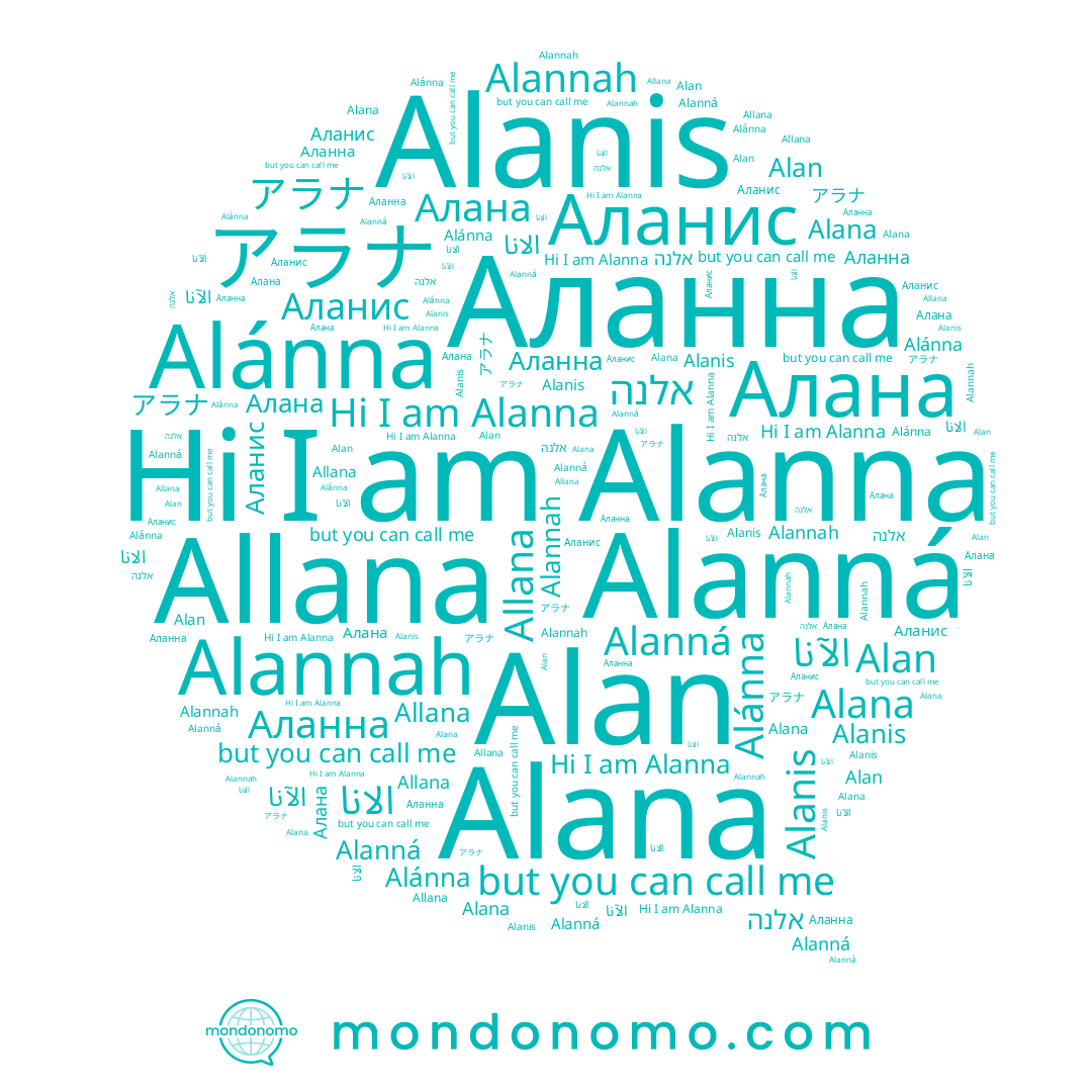 name אלנה, name アラナ, name الانا, name Аланна, name Alannah, name Allana, name Alan, name Аланис, name Alana, name Alanná, name Alanis, name Алана, name الآنا, name Alánna, name Alanna
