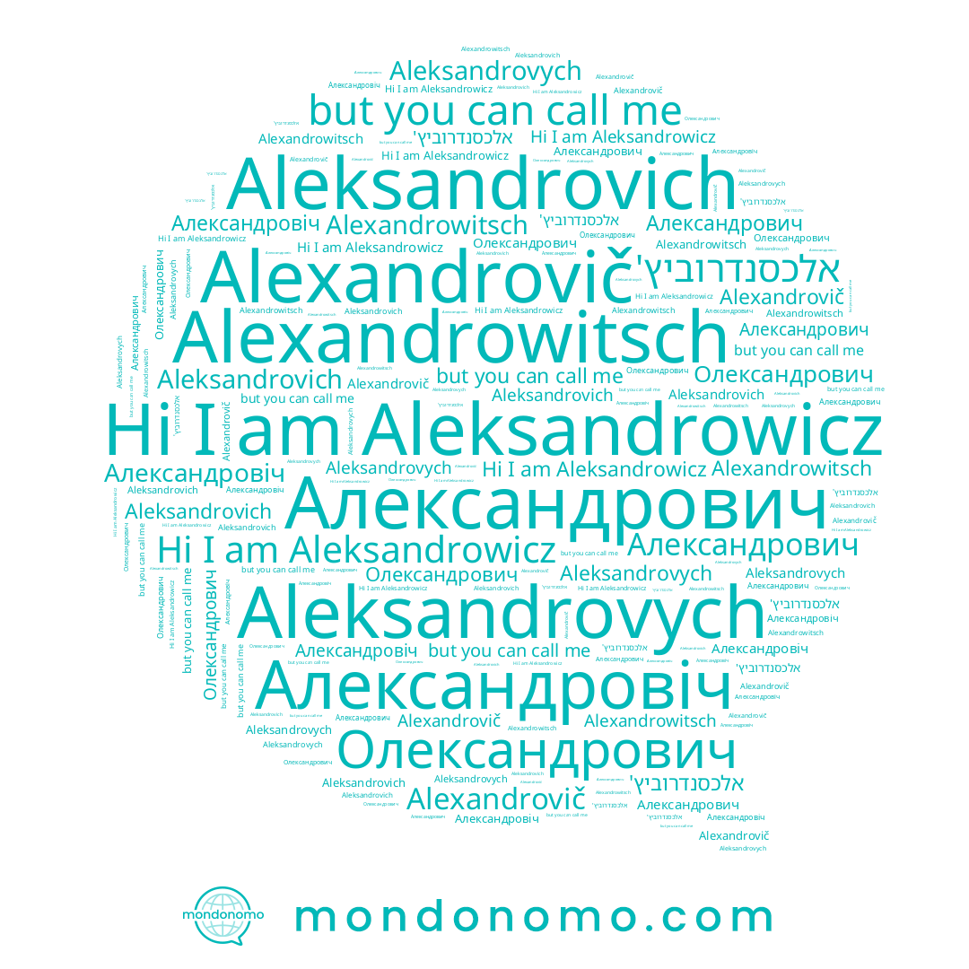 name Aleksandrowicz, name Alexandrovič, name אלכסנדרוביץ', name Alexandrowitsch, name Aleksandrovich, name Александровіч, name Aleksandrovych, name Александрович