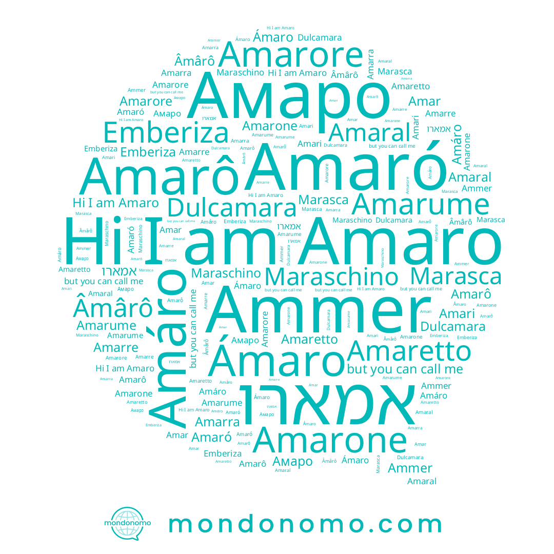 name Amarô, name Amarore, name Amarone, name Amarume, name Амаро, name Âmârô, name Amáro, name Ammer, name אמארו, name Amarra, name Amaró, name Amarre, name Amaro, name Amaral, name Marasca, name Dulcamara, name Amari, name Maraschino, name Ámaro, name Amar