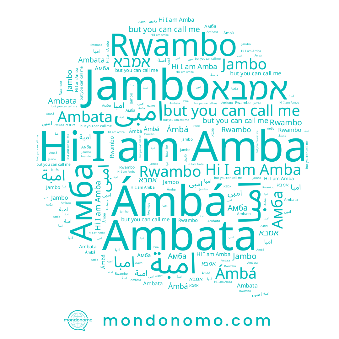 name Ámbá, name Ambata, name امبا, name אמבא, name Jambo, name Rwambo, name امبة, name Amba, name امبى
