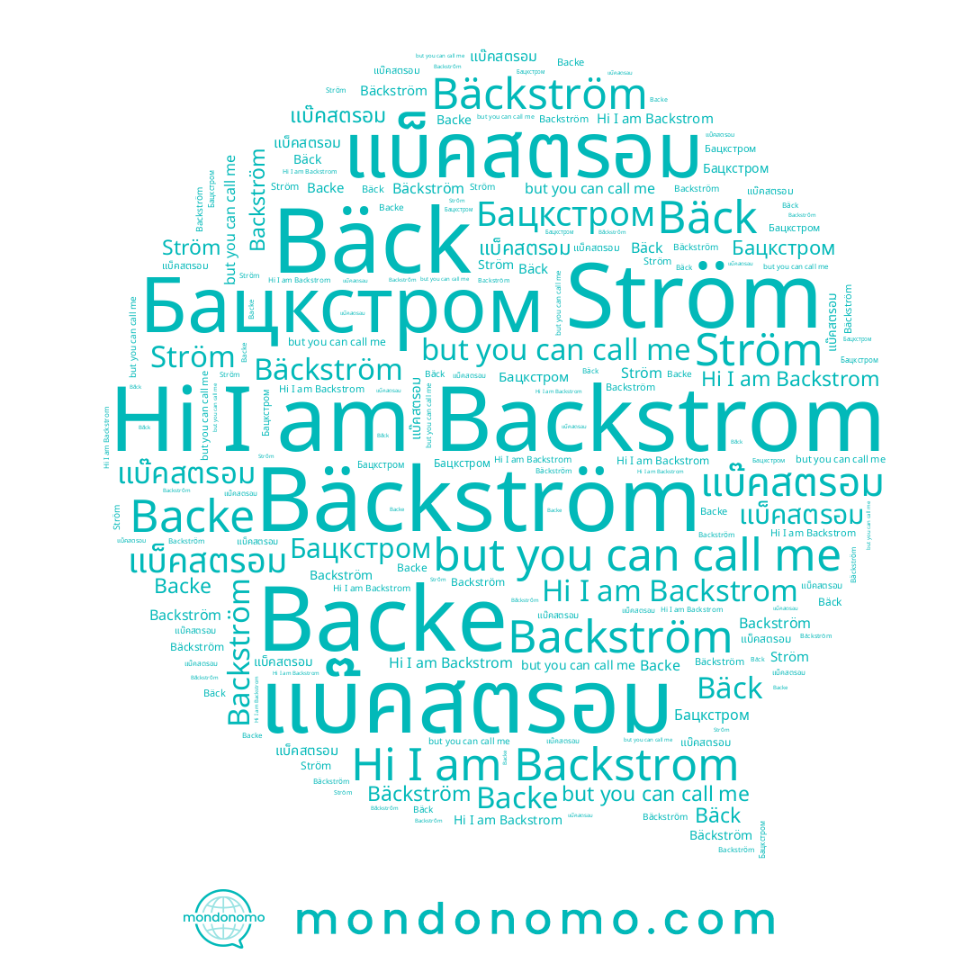name Бацкстром, name Bäckström, name Ström, name Backstrom, name แบ็คสตรอม, name แบ๊คสตรอม, name Backström, name Backe, name Bäck