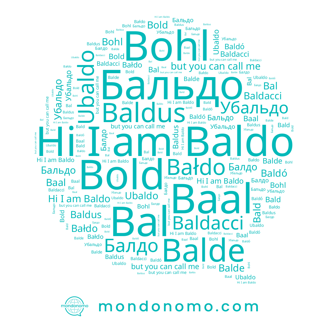 name Balde, name Baldó, name Bohl, name Baldus, name Baldo, name Bold, name Bal, name Балдо, name Baldacci, name Ubaldo, name Убальдо, name Baal, name Bałdo, name Bald
