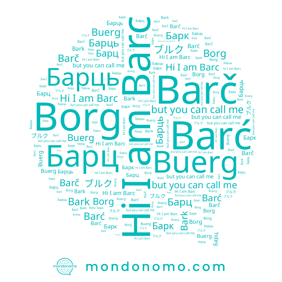 name ブルク, name Bark, name Барк, name Barc, name Barć, name Барц, name Buerg, name Borg, name Barč, name Барць