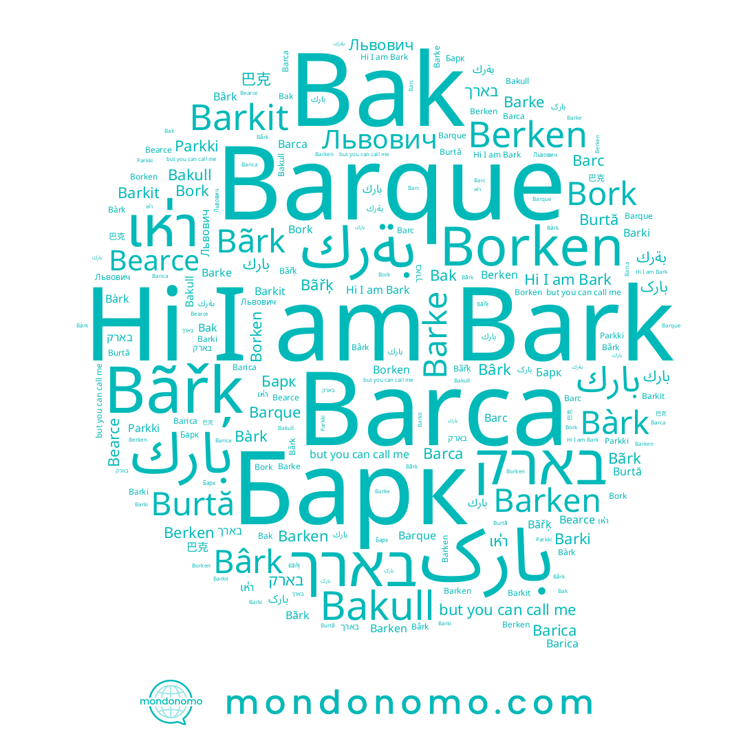 name Bakull, name Barki, name Bãřķ, name Barc, name Львович, name Berken, name Barque, name Burtă, name Bark, name Bork, name Barkit, name Bãrk, name Bak, name เห่า, name ﺑﺎﺭﻙ, name Bârk, name 巴克, name Barken, name بةرك, name بارک, name بارك, name Barke, name Bàrk, name Барк, name בארך, name Barca, name Barica, name Bearce, name בארק