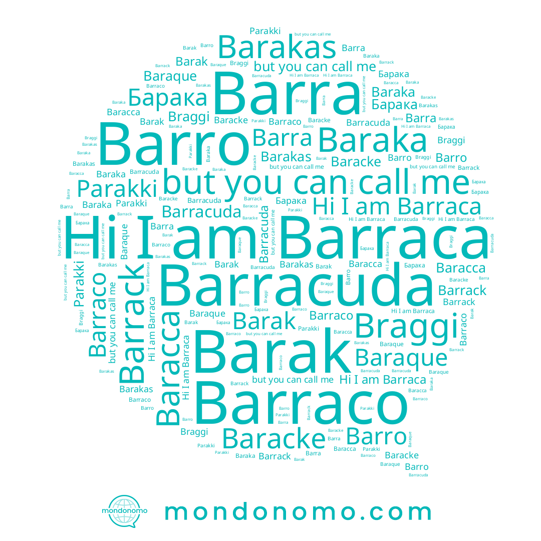 name Baracca, name Baraka, name Baraque, name Barraco, name Barakas, name Braggi, name Barraca, name Barra, name Barro, name Barak, name Parakki, name Baracke, name Barrack