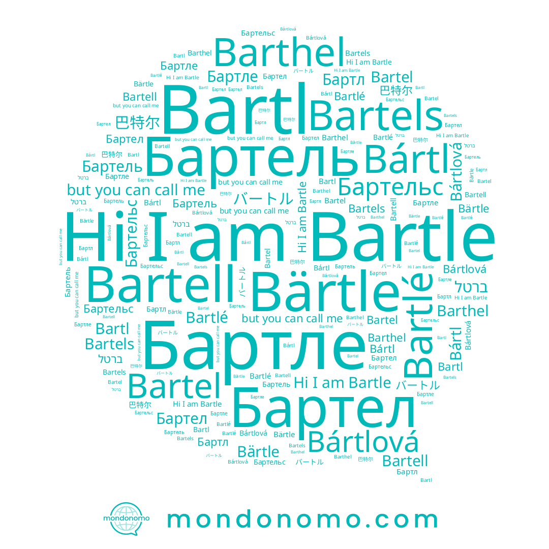 name Bärtle, name Бартл, name Bártl, name Bartel, name Barthel, name Бартел, name Bartl, name Бартель, name Бартельс, name 巴特尔, name Бартле, name Bartlé, name Bartle, name Bártlová, name Bartell, name バートル, name ברטל, name Bartels