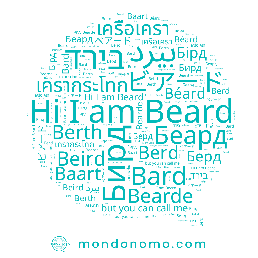 name Бирд, name เครากระโทก, name Bearde, name Berth, name Berd, name Baart, name Beard, name بيرد, name Beird, name ベアード, name בירד, name Беард, name เครือเครา, name Bard, name Béard