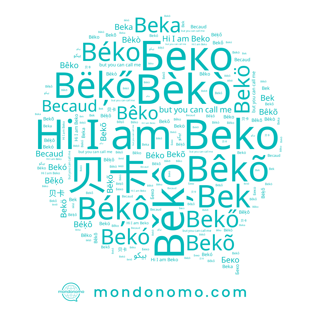 name Bek, name Bekö, name Béko, name Bèkò, name Bekó, name 贝卡, name بيكو, name Beka, name Bëķő, name Béķô, name Běķô, name Bêko, name Bekõ, name Becaud, name Bêkõ, name Bekő, name Beko
