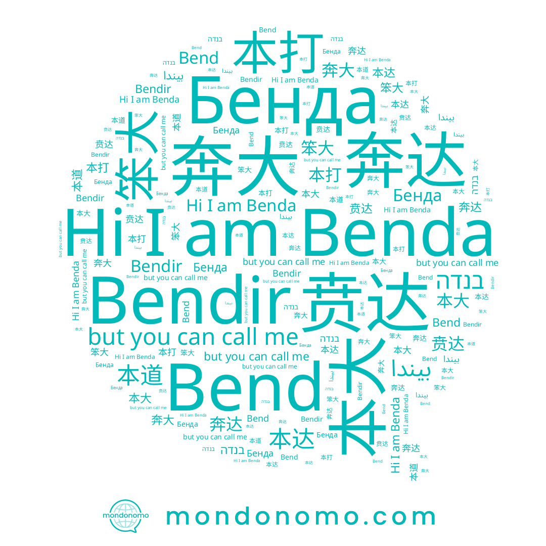 name 本大, name בנדה, name 奔大, name Benda, name Бенда, name بيندا, name 本道, name Bend, name 贲达, name Bendir, name 奔达, name 笨大, name 本达, name 本打