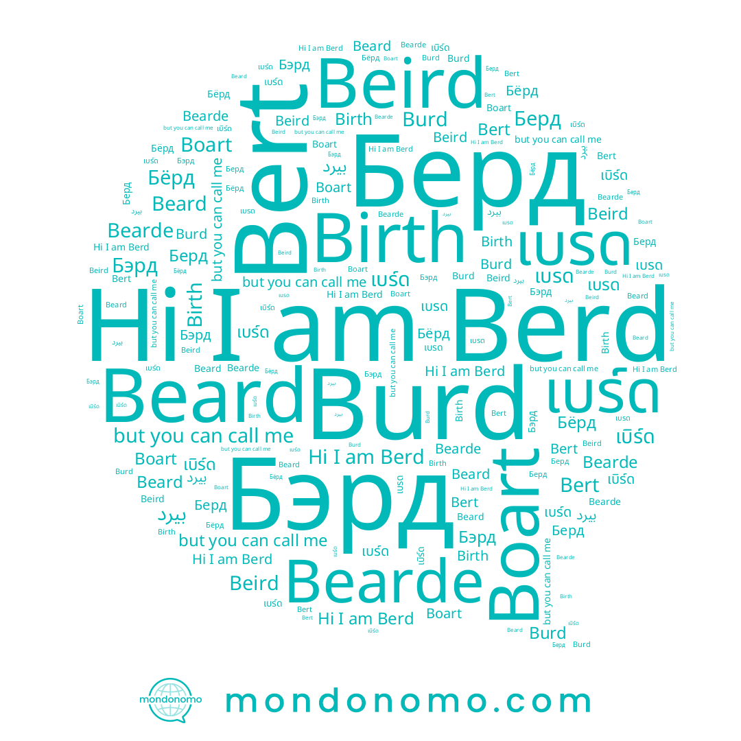 name Burd, name เบรด, name Bearde, name Birth, name Bert, name เบิร์ด, name بيرد, name Berd, name Берд, name Beird, name เบร์ด, name Бэрд, name Beard