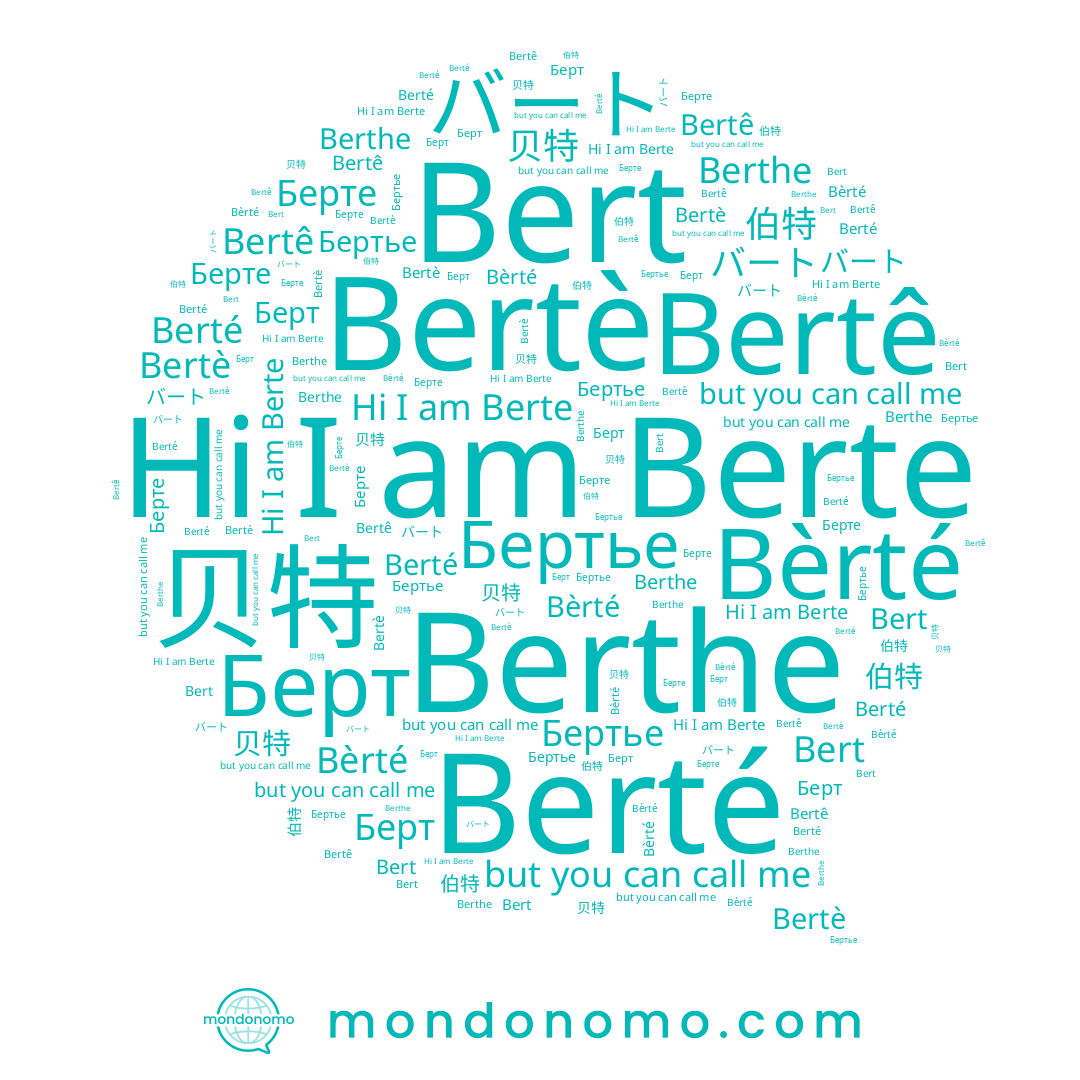 name Bertê, name Berte, name Берте, name Berté, name バート, name Bert, name Berthe, name 伯特, name Берт, name Бертье, name Bertè, name 贝特, name Bèrté