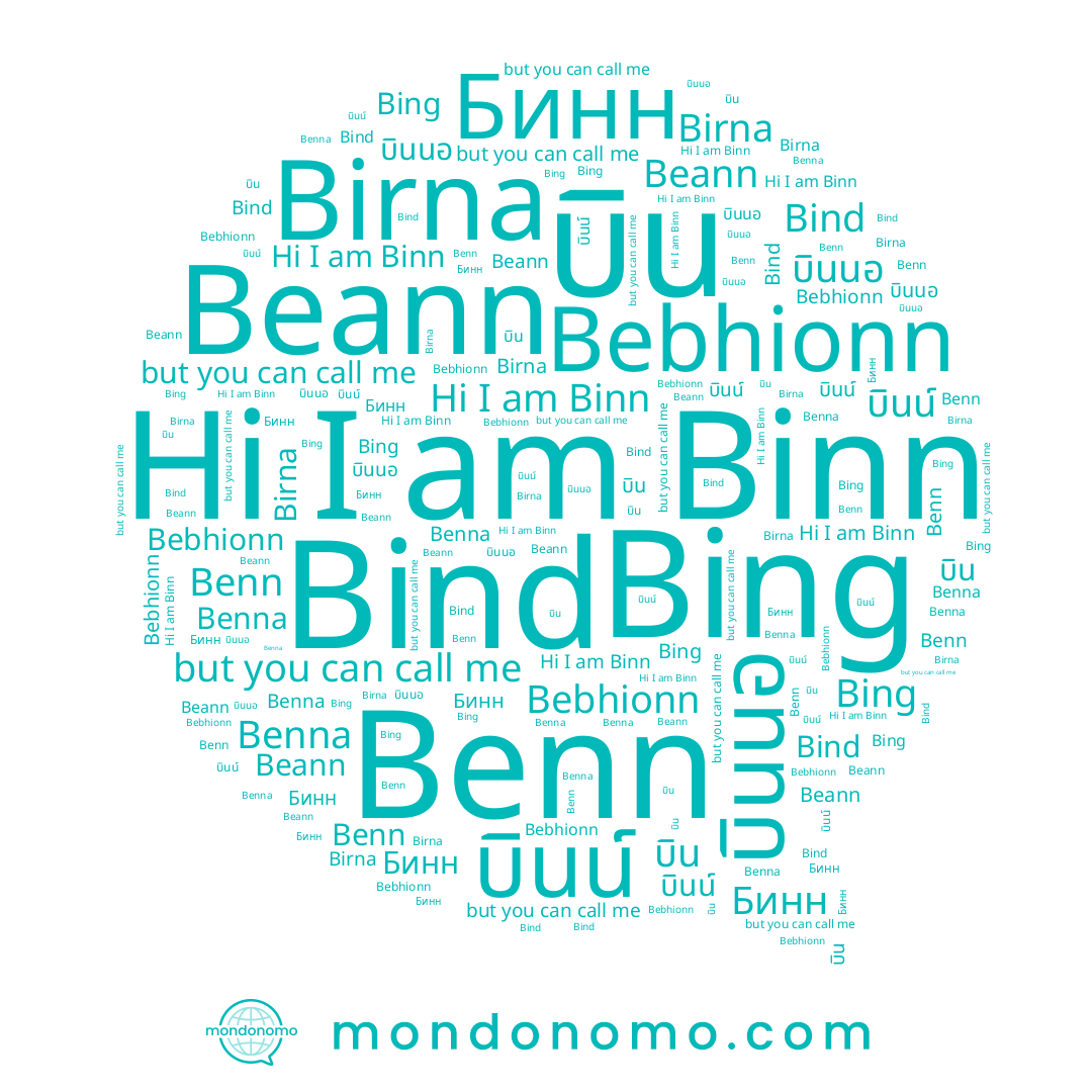 name Benna, name บิน, name Binn, name Bind, name Beann, name บินน์, name Benn, name Bing, name บินนอ, name Bebhionn, name Бинн, name Birna