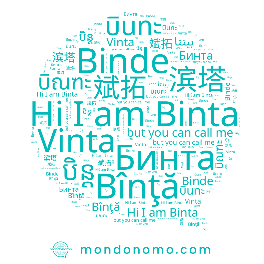 name Bînţă, name 斌拓, name Binta, name Binde, name บินทะ, name 滨塔, name Бинта, name Vinta, name បិន្ត, name บิณฑะ