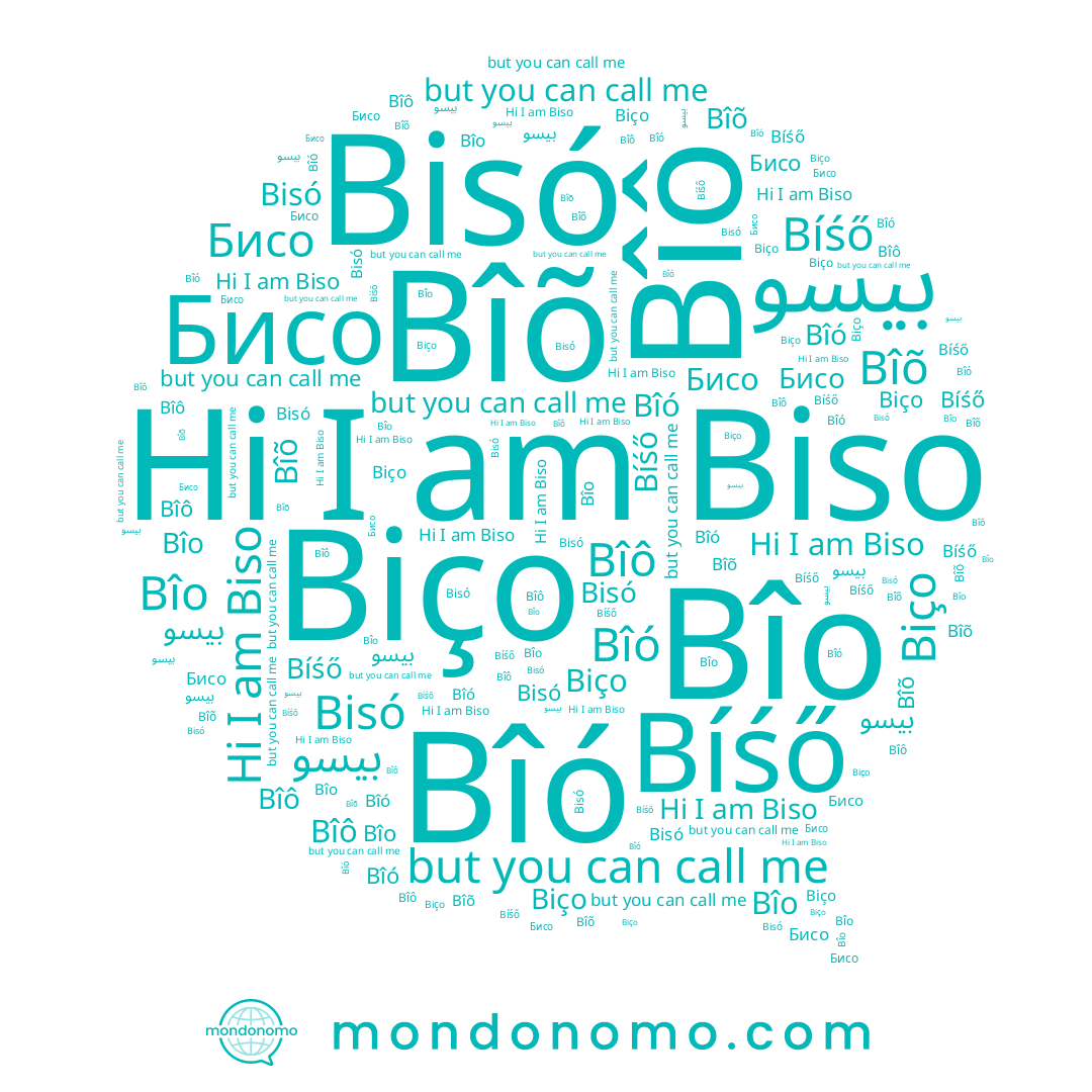 name Bîô, name Bîó, name Bîo, name Bîõ, name Biso, name Bíśő, name Biço, name Бисо, name Bisó, name بيسو