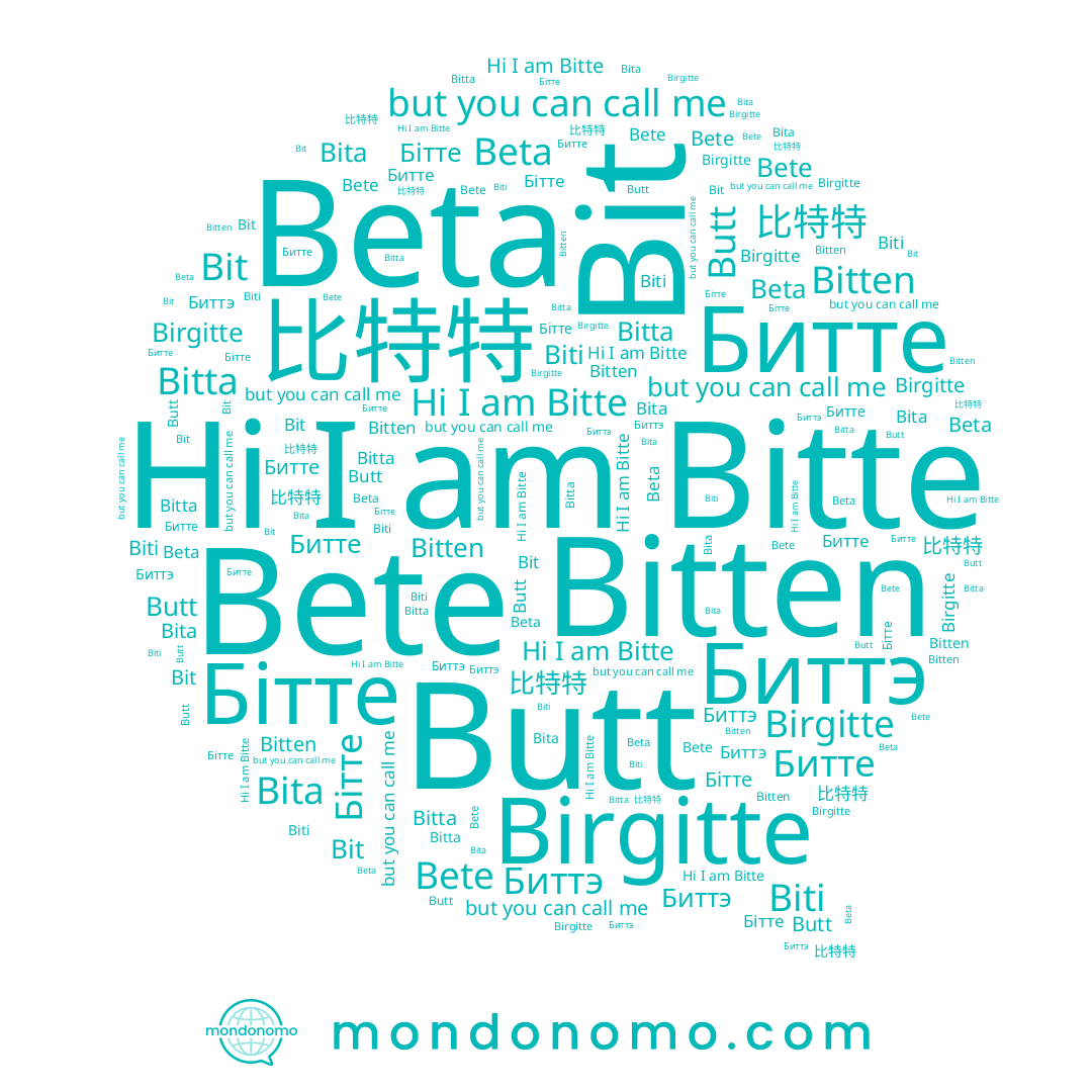 name Beta, name Biti, name Butt, name Bita, name Биттэ, name 比特特, name Bitten, name Bit, name Битте, name Бітте, name Birgitte, name Bete, name Bitte, name Bitta