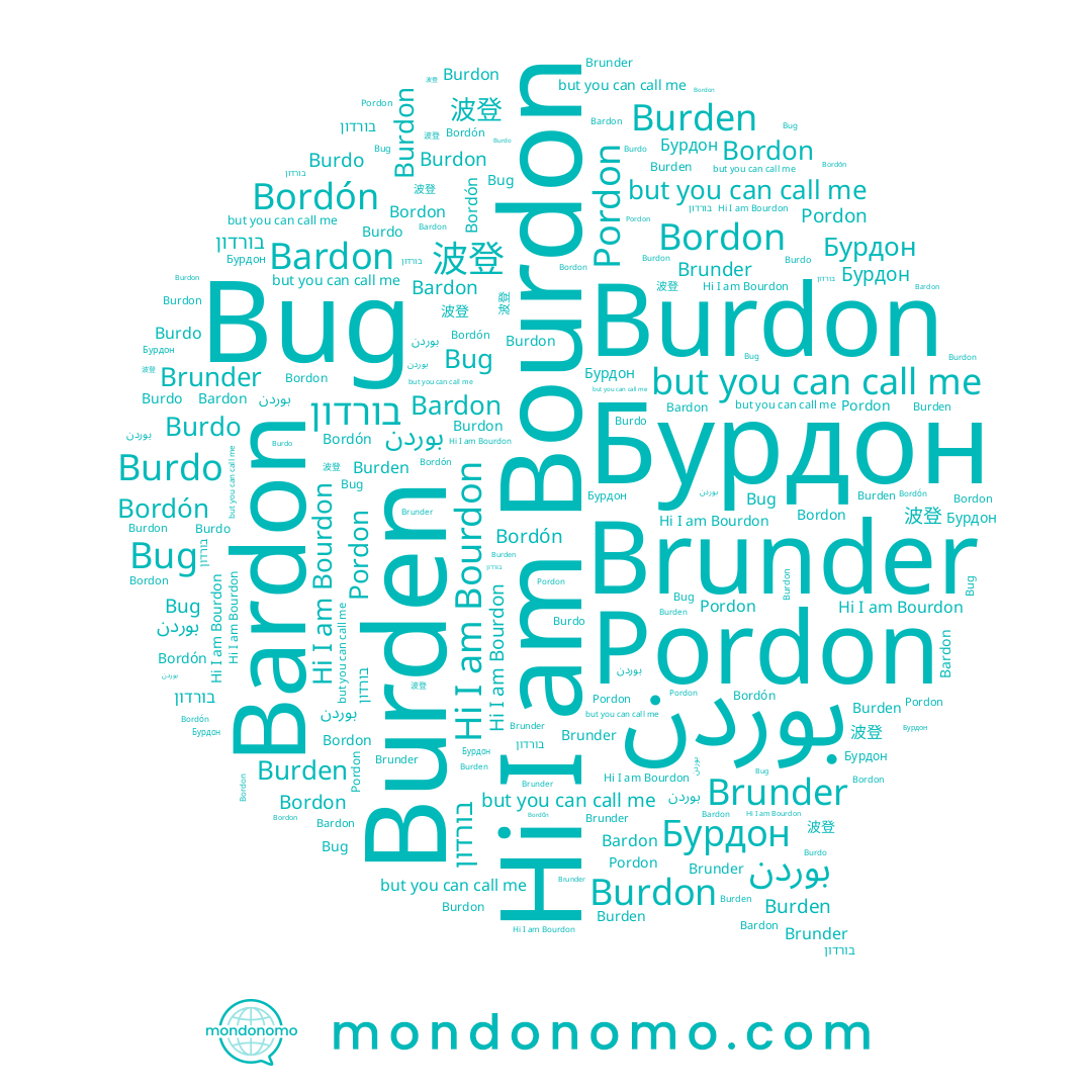 name Bug, name Burden, name Pordon, name בורדון, name Burdo, name Бурдон, name Burdon, name Bordón, name بوردن, name Brunder, name 波登, name Bordon, name Bardon, name Bourdon