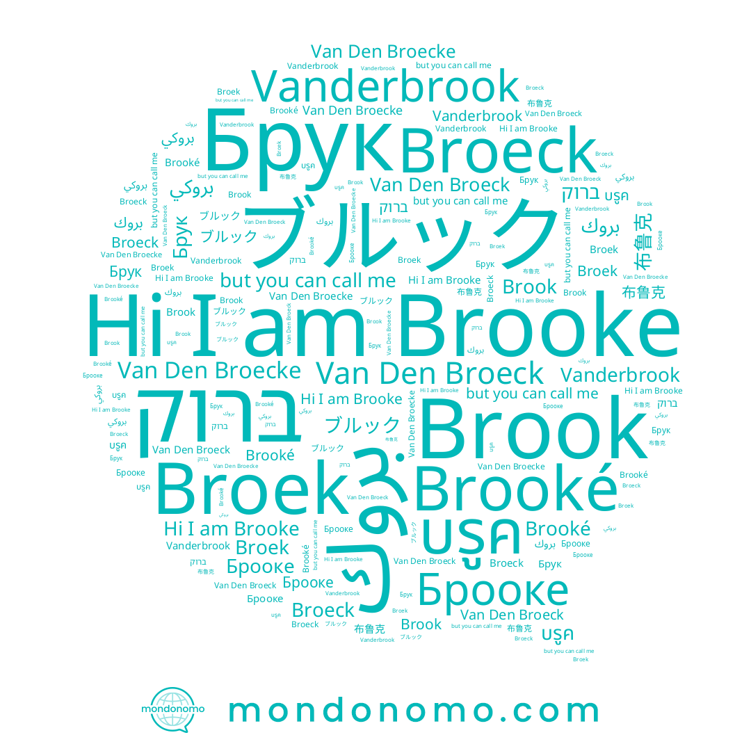 name Брооке, name Broek, name Van Den Broeck, name Brook, name بروكي, name Brooké, name Broeck, name بروك, name ברוק, name บรูค, name Brooke, name ブルック, name Брук, name 布鲁克, name Van Den Broecke, name Vanderbrook