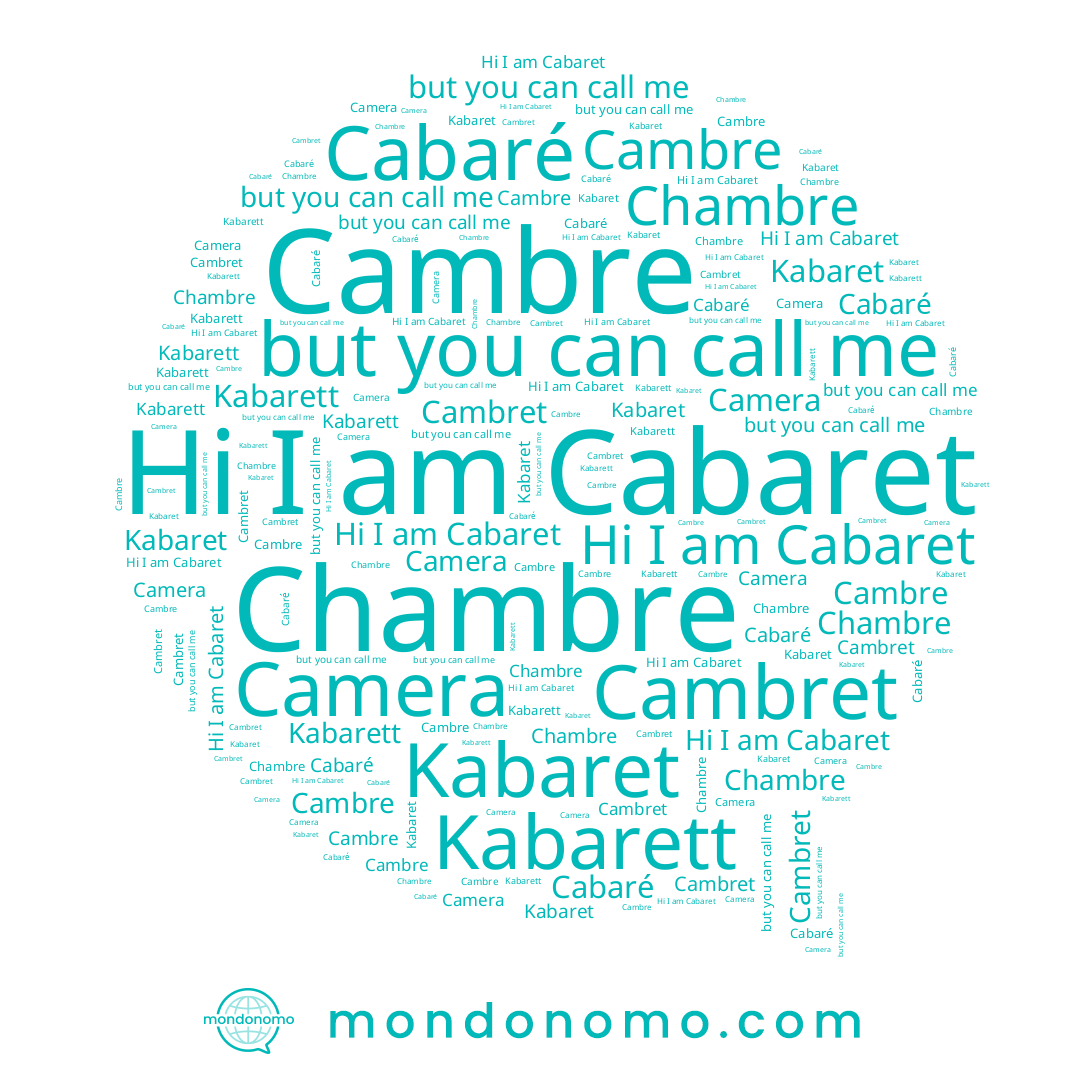 name Cabaret, name Chambre, name Cambret, name Cabaré, name Camera, name Cambre