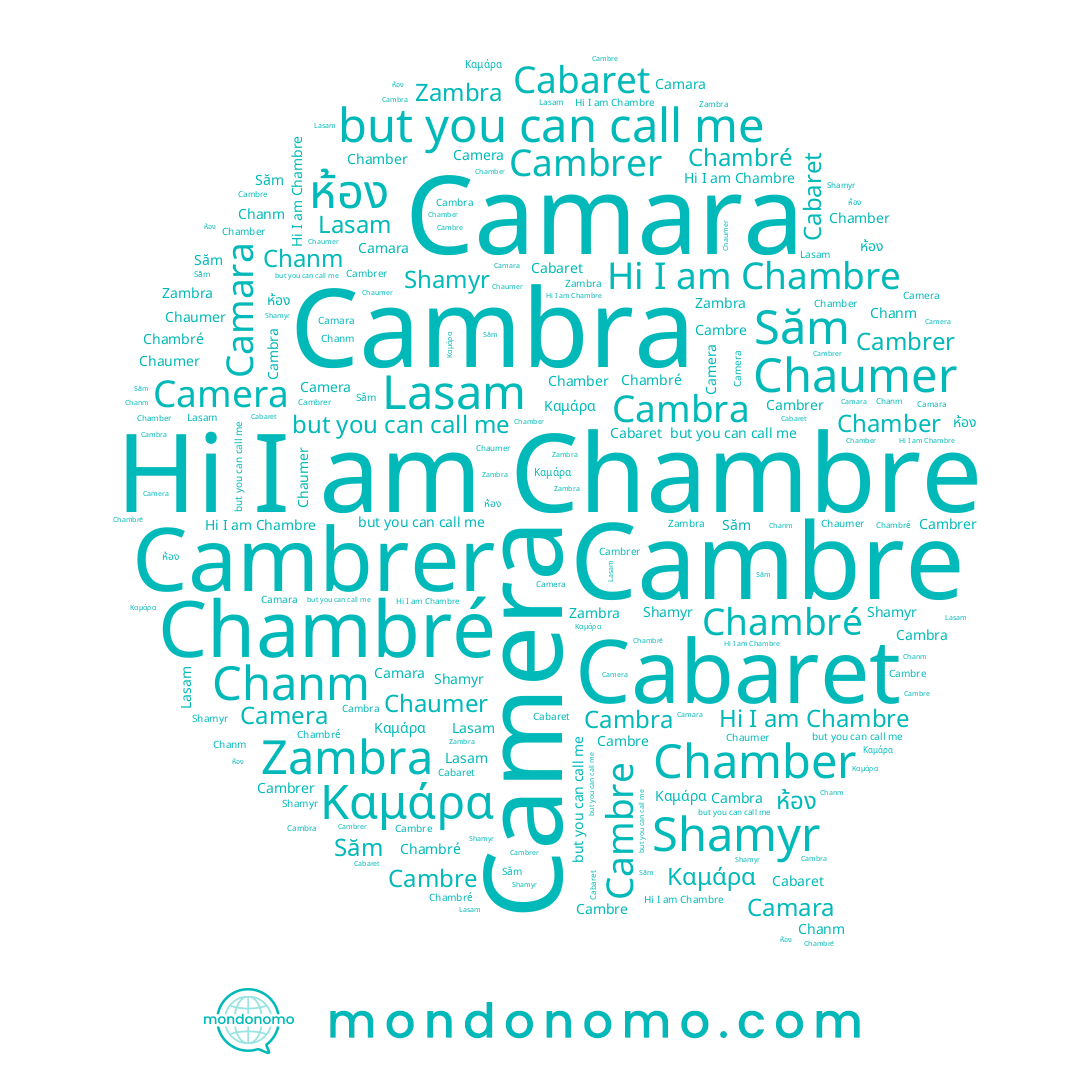 name Cabaret, name Chambre, name Chanm, name ห้อง, name Lasam, name Cambrer, name Shamyr, name Zambra, name Chaumer, name Camera, name Καμάρα, name Cambre, name Chamber, name Camara, name Chambré, name Cambra, name Săm