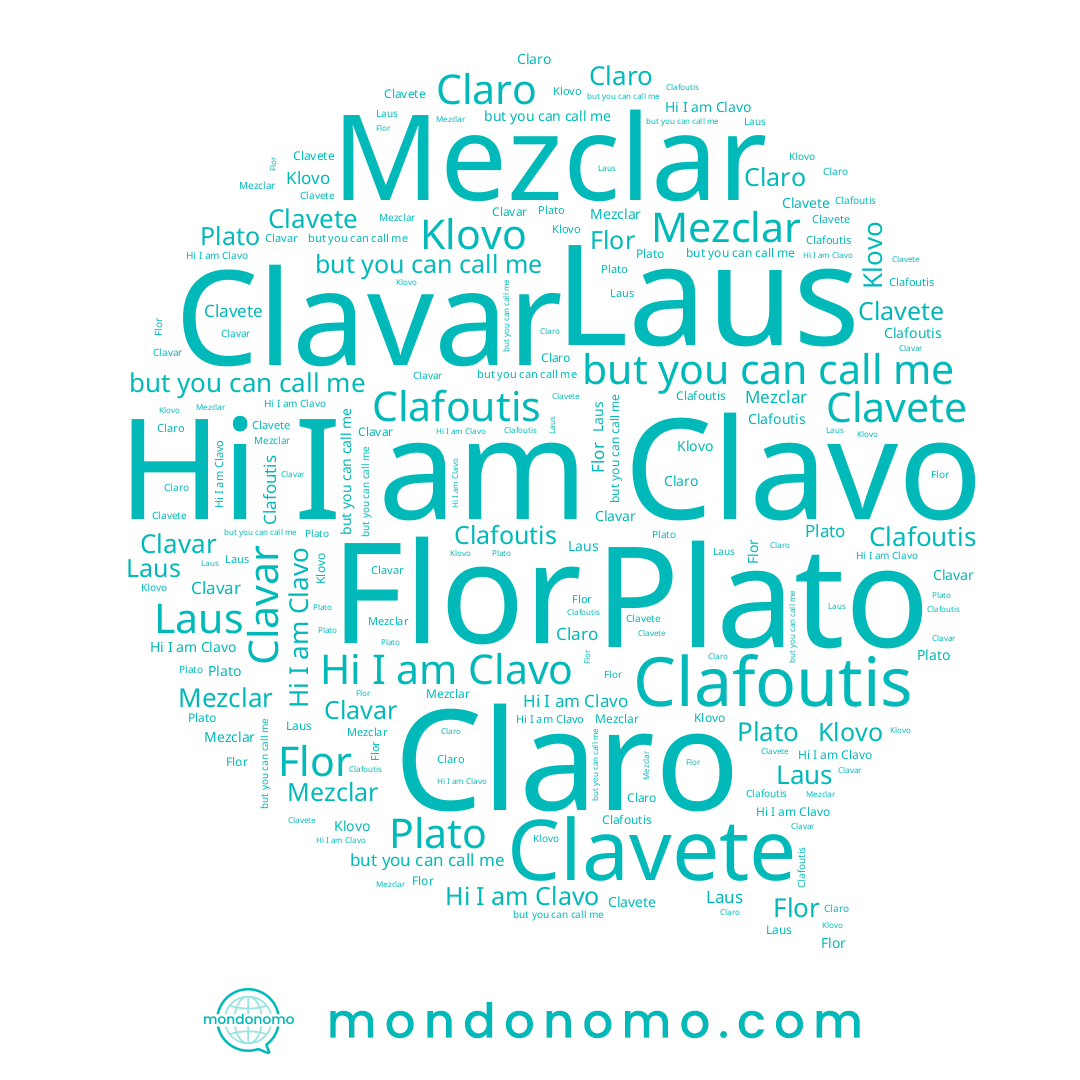 name Clavar, name Plato, name Klovo, name Claro, name Clavo, name Flor, name Laus, name Mezclar, name Clavete