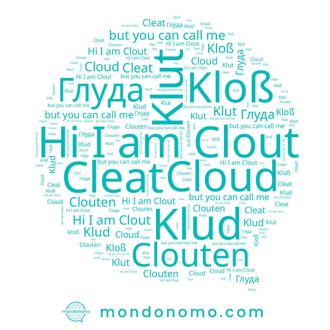 name Cloud, name Глуда, name Kloß, name Clout, name Klud, name Clouten, name Klut