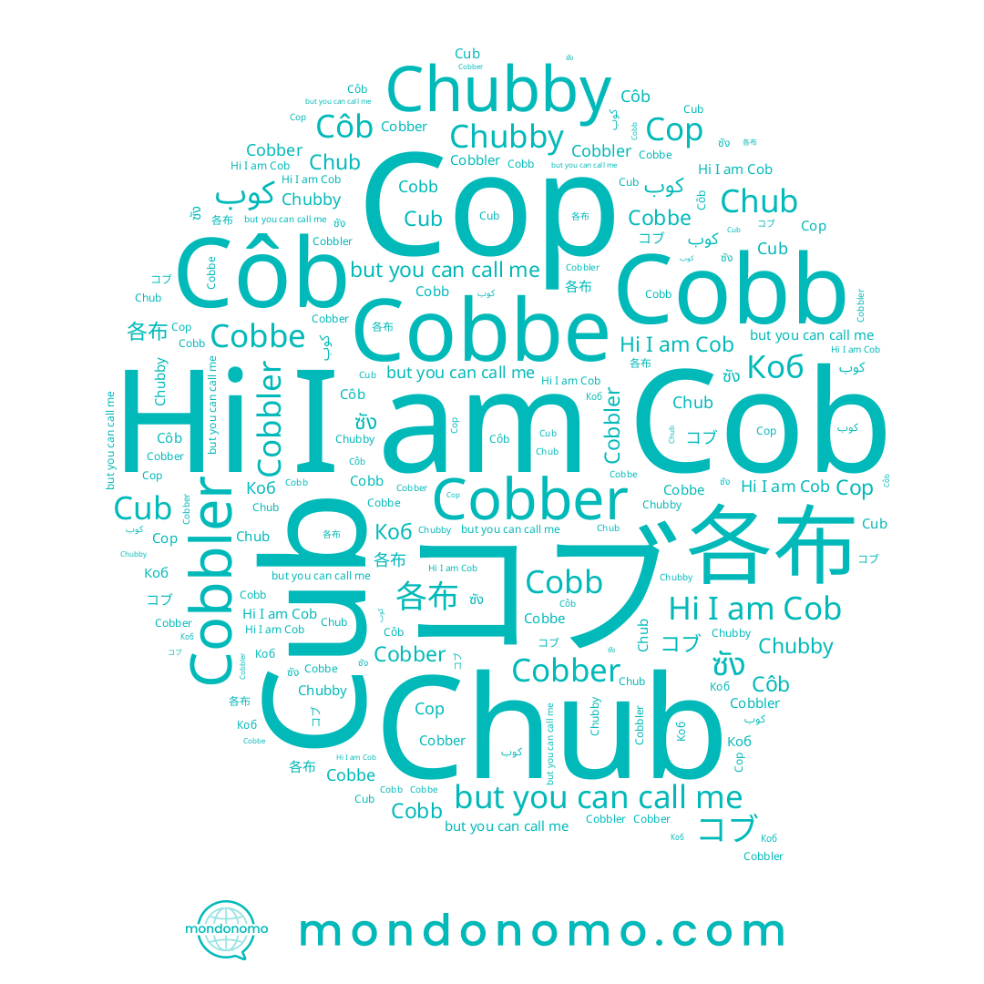name ซัง, name Cobbe, name كوب, name Cobbler, name Côb, name Коб, name Chubby, name コブ, name Cop, name Chub, name 各布, name Cobb, name Cob