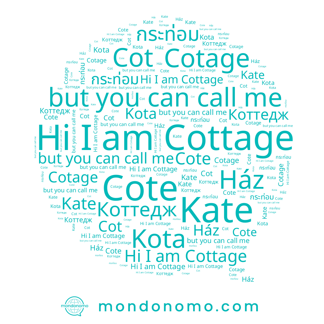 name กระท่อม, name Kate, name Kota, name Cote, name Cot, name Cottage