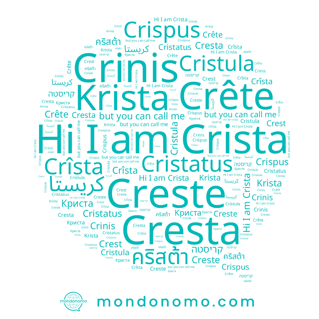 name Krista, name Crinis, name Crista, name Cristula, name קריסטה, name Криста, name كريستا, name Crispus, name Creste, name Crête, name Cresta, name Crîsta, name คริสต้า