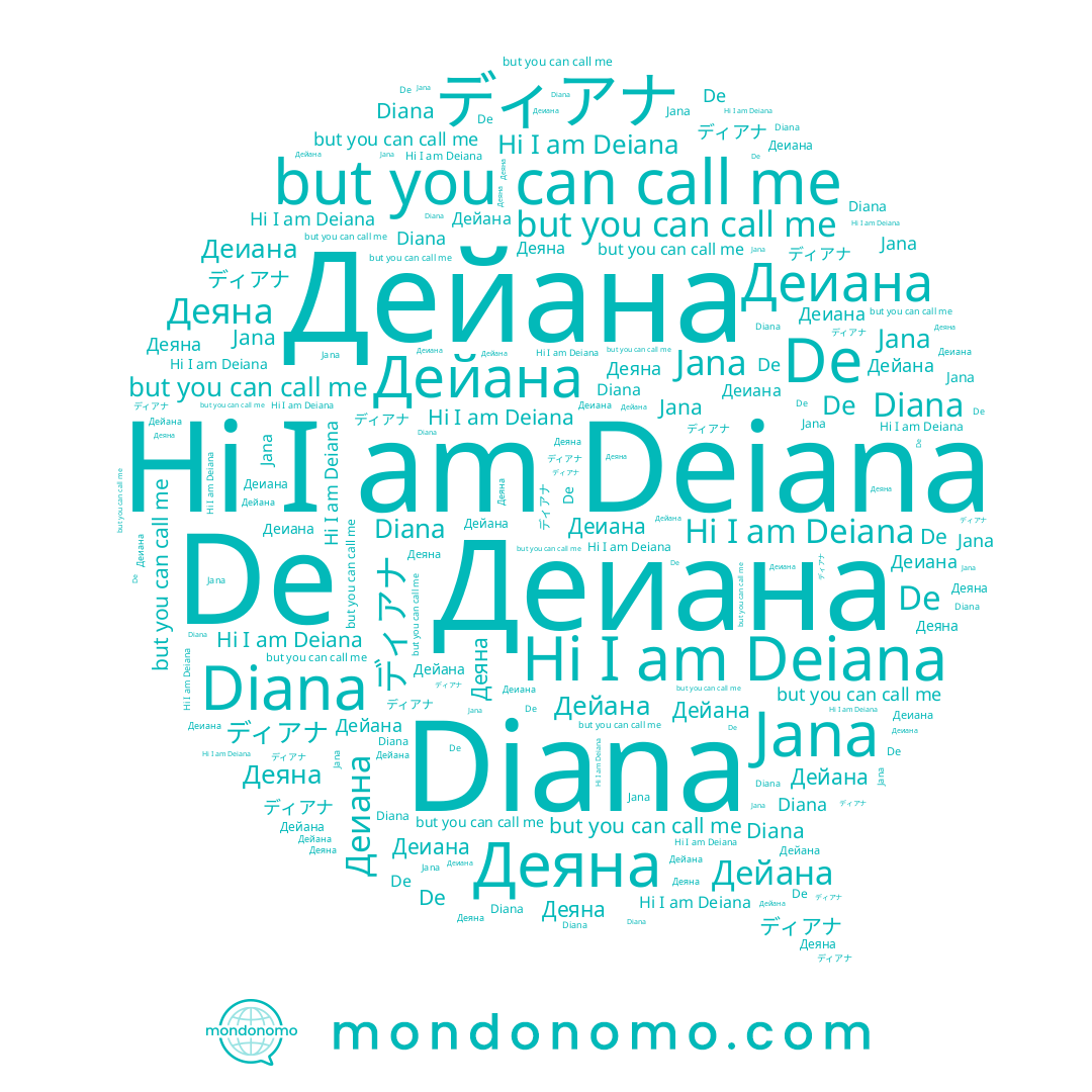 name Diana, name ディアナ, name Deiana, name Деиана, name Jana, name Дейана, name De