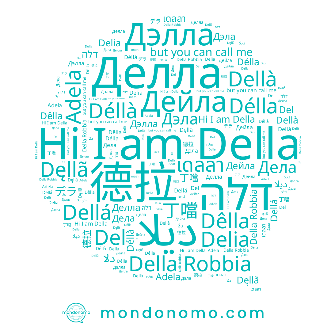 name Dêlla, name Dellà, name Дэла, name 德拉, name Дэлла, name Della, name Del, name Déllà, name Dellá, name Dęllã, name דלה, name Della Robbia, name ديلا, name Дейла, name เดลลา, name Adela, name Délla, name デラ, name 丁噹, name دلا, name Delia