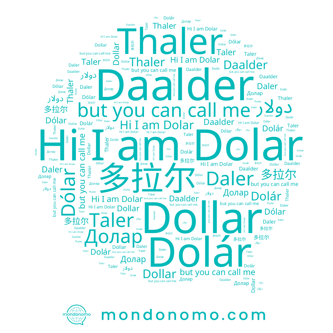 name Taler, name Daalder, name Dollar, name 多拉尔, name Daler, name Dolar, name Thaler, name Dolár, name دولار, name Долар, name Dólar