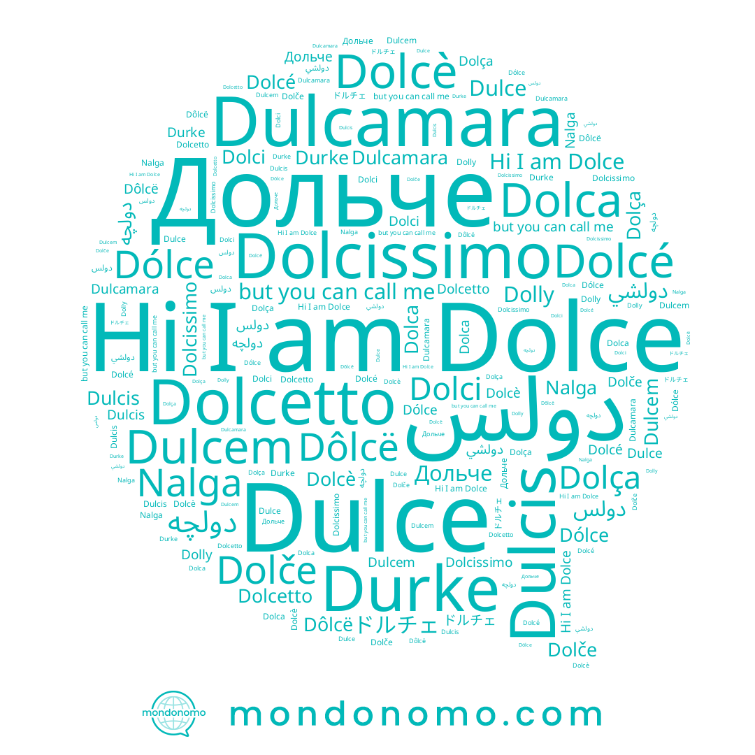 name Dolče, name Dolca, name Dolça, name Nalga, name Dolci, name ドルチェ, name Dulcem, name Dolce, name Durke, name Dolcetto, name Dôlcë, name Dulce, name Dólce, name Dulcamara, name Dolcé, name Dolly, name دولس, name Dolcè