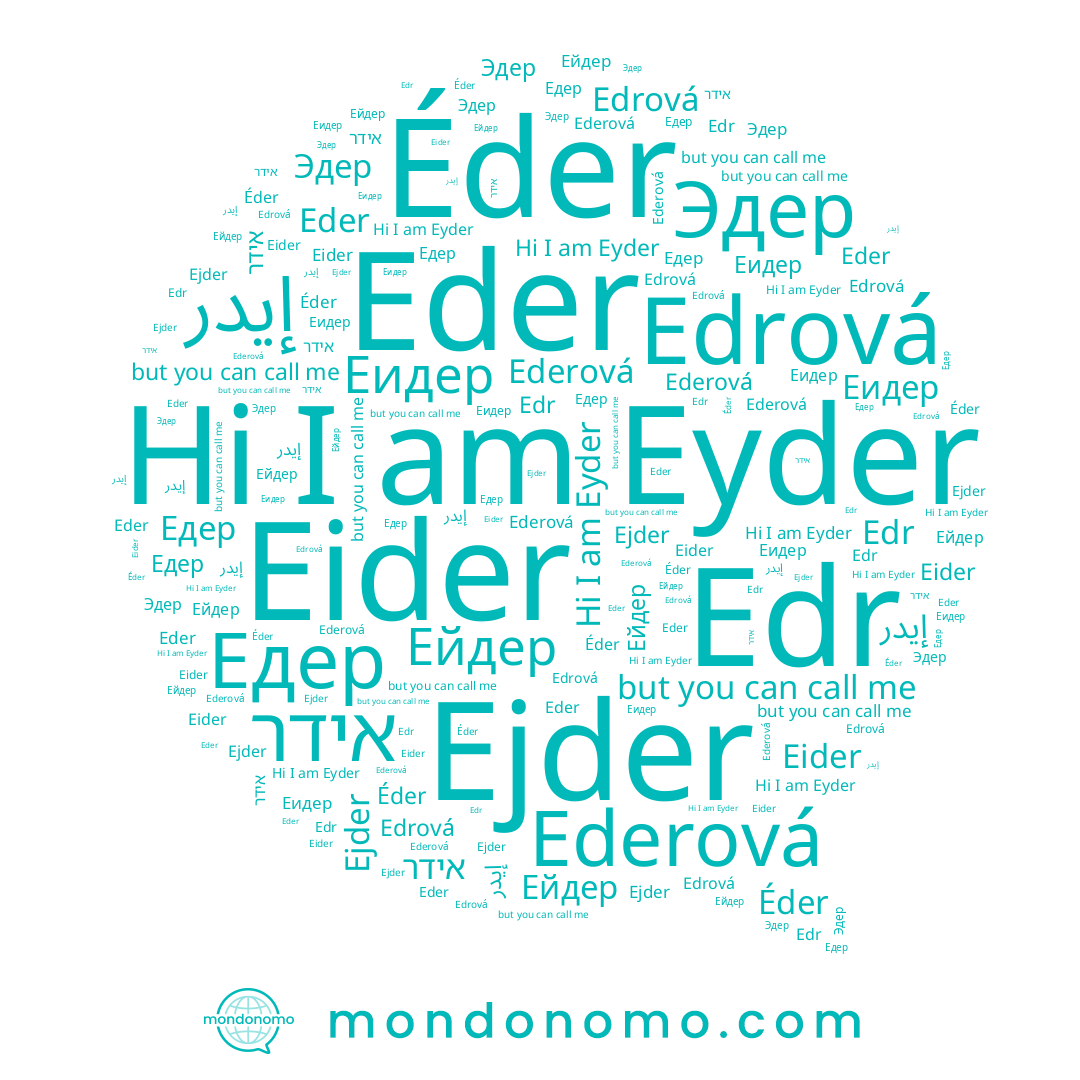 name Едер, name Эдер, name Edr, name Ederová, name إيدر, name Ейдер, name Ejder, name Éder, name Edrová, name Eyder, name Eder, name אידר, name Eider, name Еидер