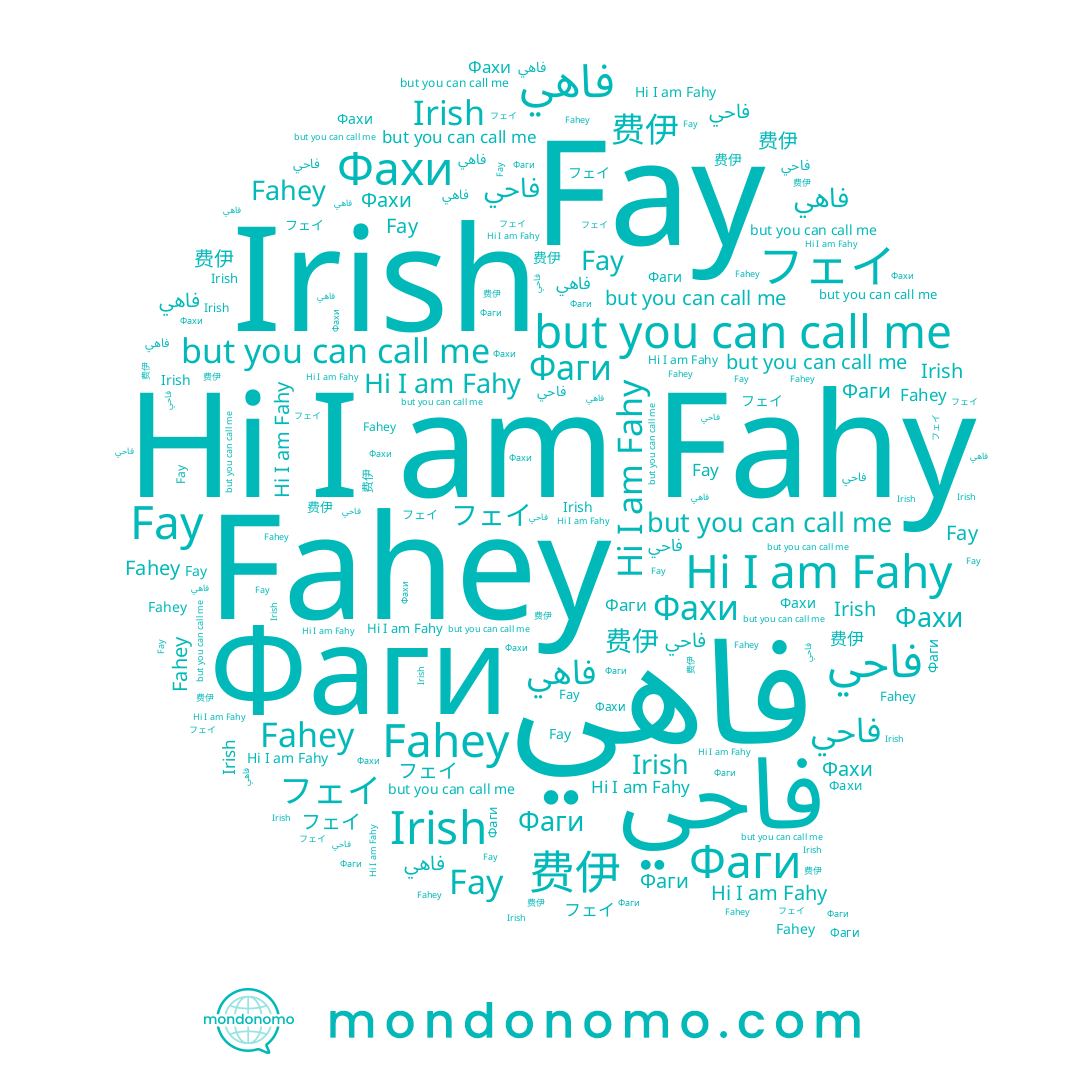 name Fay, name Fahey, name فاهي, name Fahy, name Фахи, name フェイ, name Фаги, name 费伊, name Irish, name فاحي