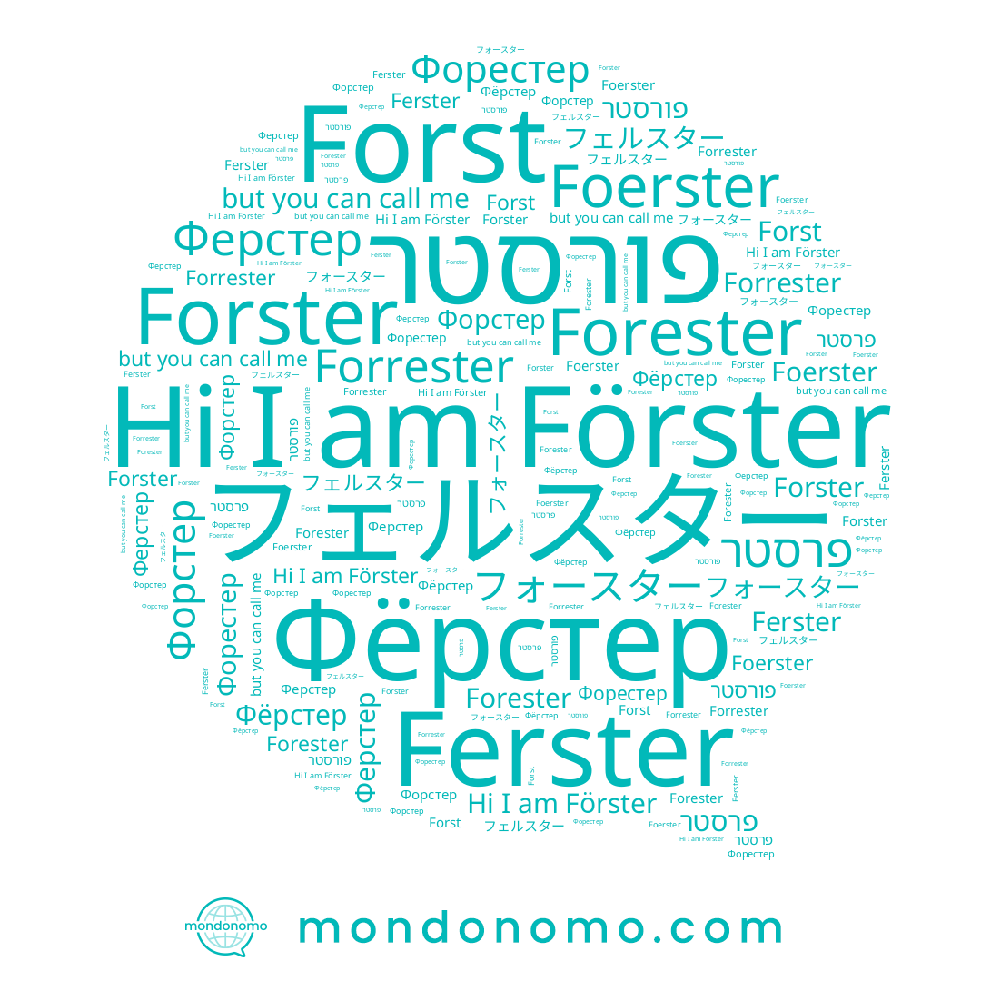 name Forester, name Forrester, name Forst, name Forster, name フォースター, name פורסטר, name Foerster, name Ферстер, name פרסטר, name Форстер, name Förster, name Фёрстер, name Форестер, name Ferster