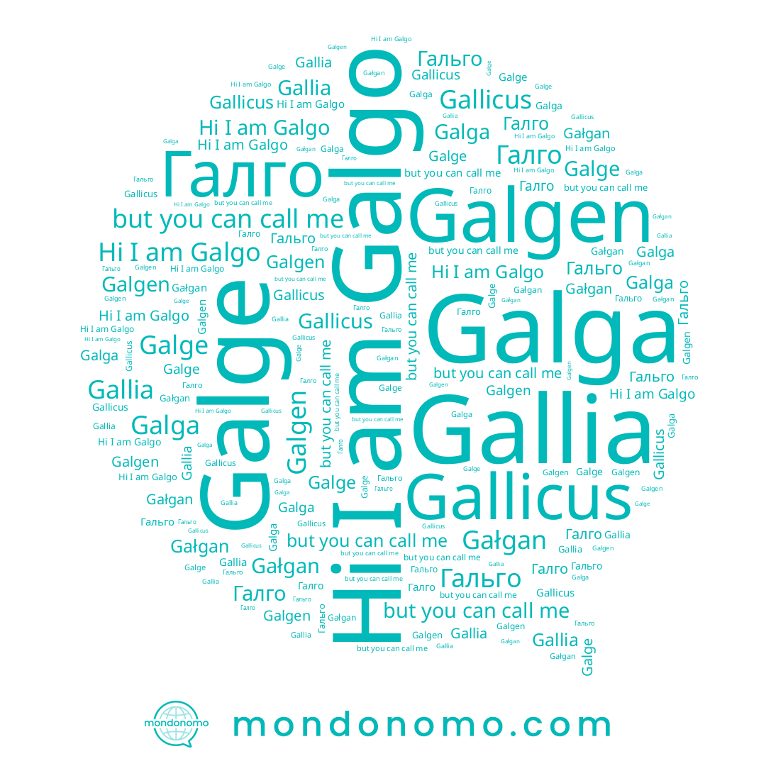 name Galge, name Gallicus, name Галго, name Gallia, name Gałgan, name Galgo, name Гальго