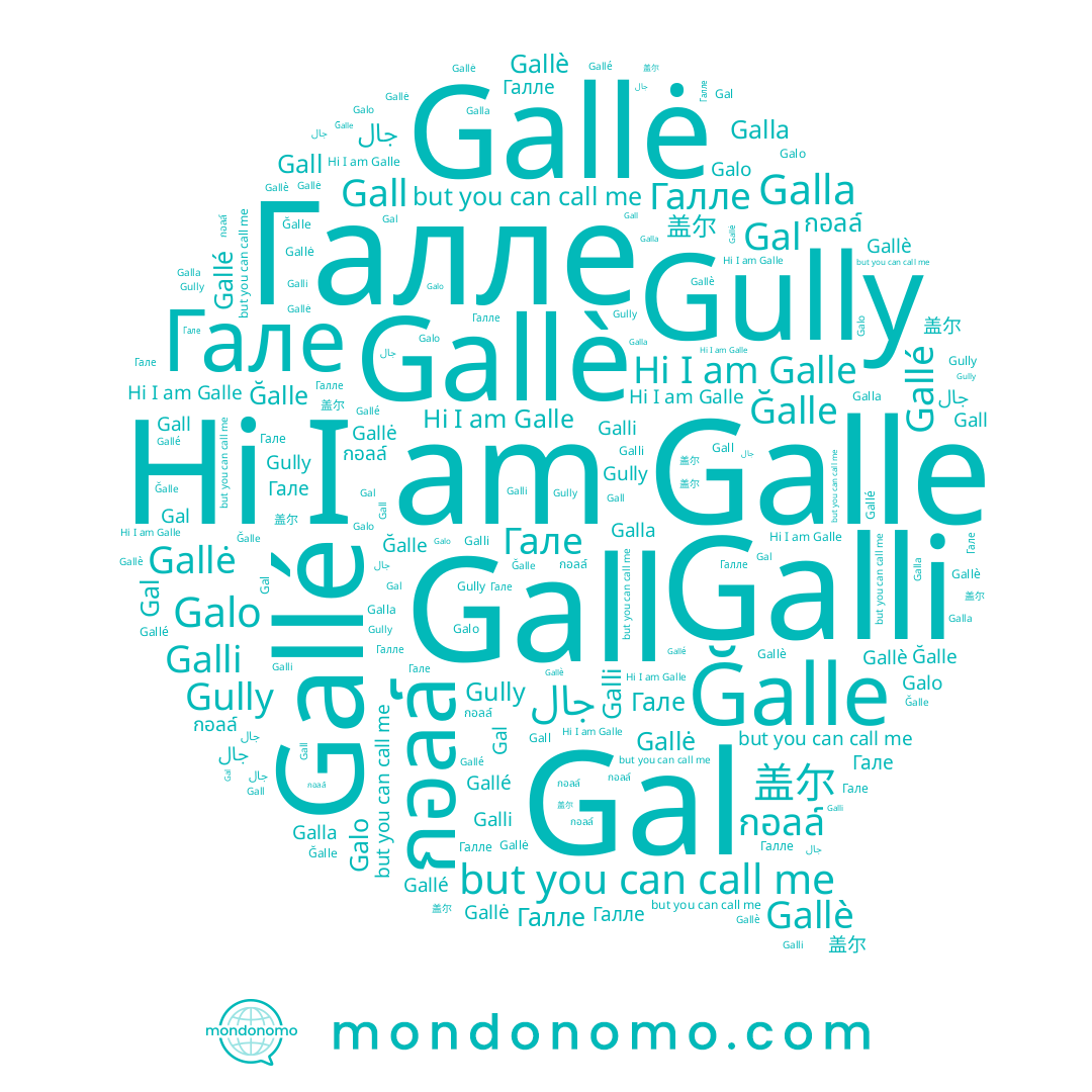 name Ğalle, name Gallė, name 盖尔, name Galle, name Galo, name Gallé, name Galla, name Gully, name กอลล์, name Galli, name Галле, name Gal, name Gall, name Gallè
