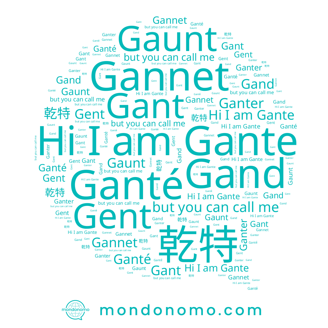name Ganter, name Gant, name Gand, name Ganté, name Gent, name Gaunt, name 乾特, name Gante