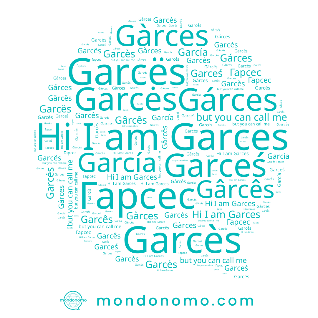 name Garcés, name García, name Гарсес, name Gàrces, name Garcës, name Gárces, name Garcės, name Garceś, name Garcès, name Gârcês, name Garcês, name Garces