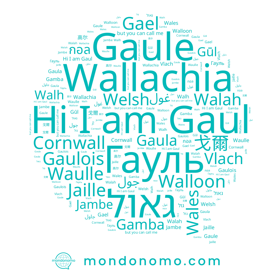 name Гауль, name Wallachia, name جول, name Gaul, name Gaula, name Welsh, name Waulle, name Vlach, name Jambe, name 戈爾, name Gael, name Cornwall, name גול, name Jaille, name Gaulois, name กอล, name Gūl, name 高尔, name Gaule, name Gamba, name غول, name Walh, name Wales, name Walah, name גאול