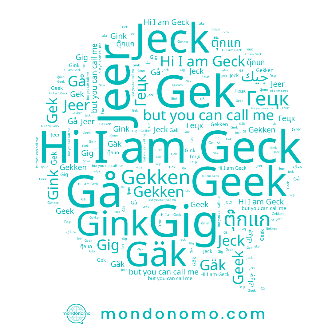 name Gekken, name Gink, name Gig, name Geek, name Gek, name جيك, name Gäk, name Jeck, name Jeer, name Gå, name Гецк, name Geck, name ตุ๊กแก