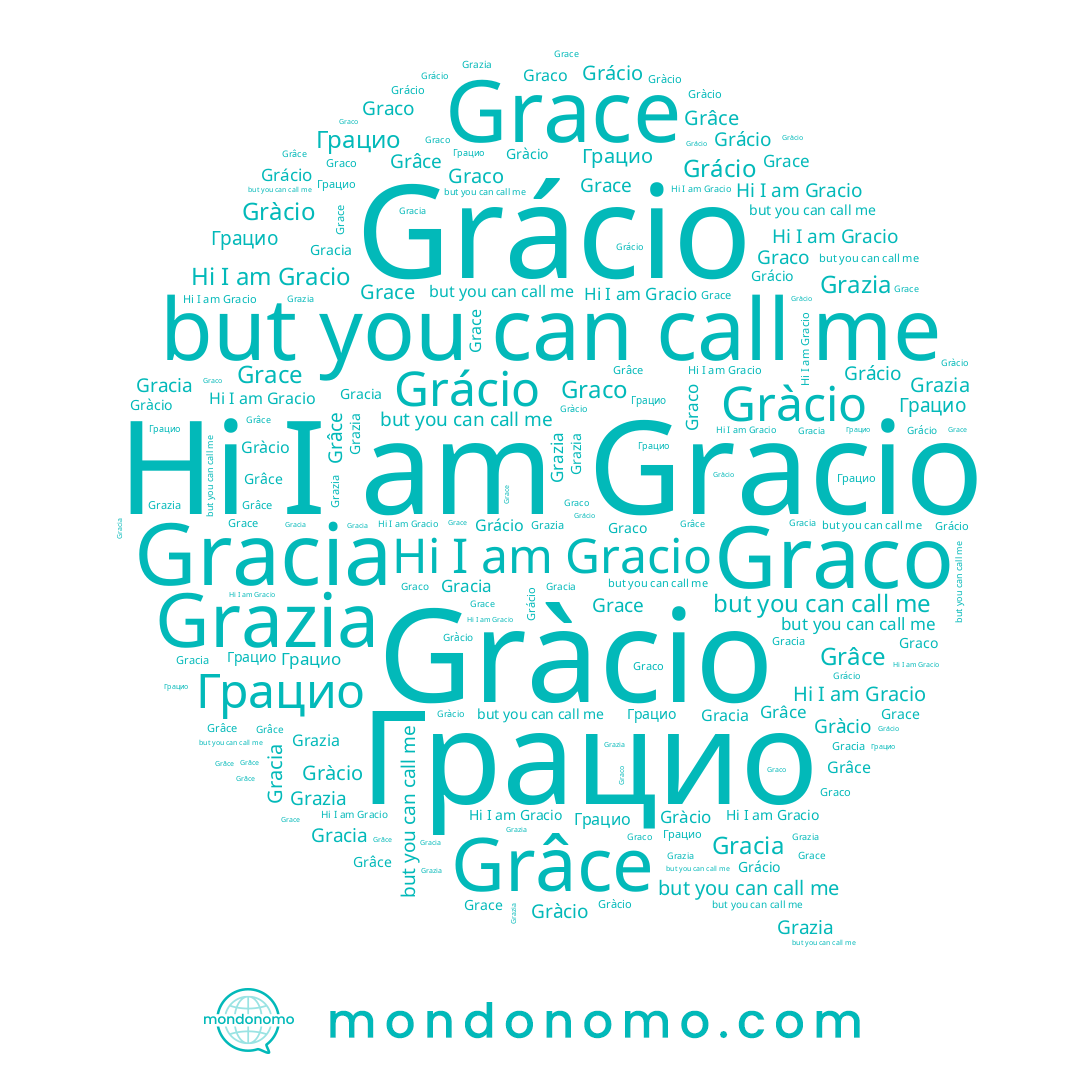 name Grâce, name Grace, name Grácio, name Gracio, name Graco, name Gracia, name Грацио, name Gràcio, name Grazia