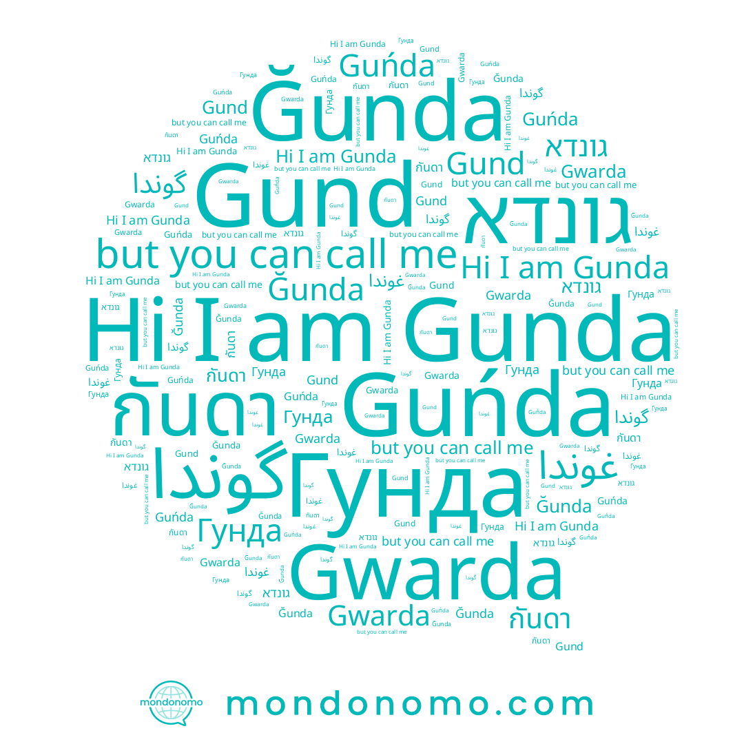 name Ğunda, name Gwarda, name Gund, name Guńda, name กันดา, name Гунда, name גונדא, name Gunda