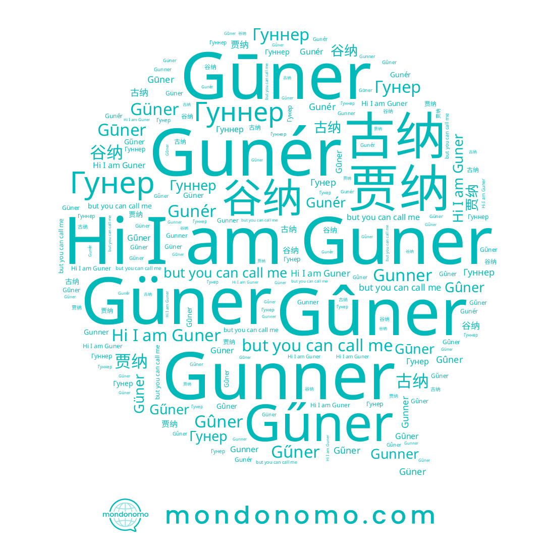 name Gūner, name Güner, name Guner, name Gűner, name 谷纳, name Gunér, name 贾纳, name Gunner, name 古纳, name Гуннер, name Гунер, name Gûner