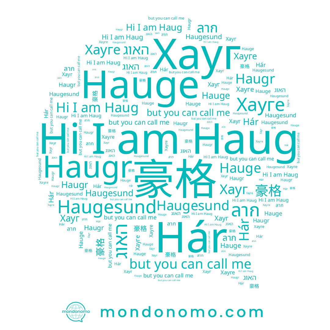 name ลาก, name האוג, name Haug, name Haugr, name Hár, name Хауге, name 豪格, name Hauge, name Хауг