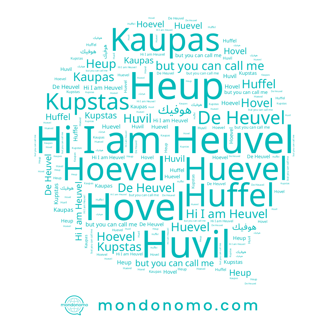 name Kaupas, name Heup, name Huffel, name Hovel, name Huvil, name Heuvel, name Huevel, name Kupstas, name هوفيك, name Hoevel