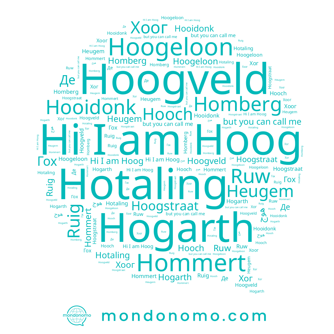 name Homberg, name Hooidonk, name Hogarth, name Хоог, name Hooch, name Хог, name Де, name Hoogveld, name Ruw, name Heugem, name هوج, name Hoog, name Hotaling, name Hommert, name Ruig