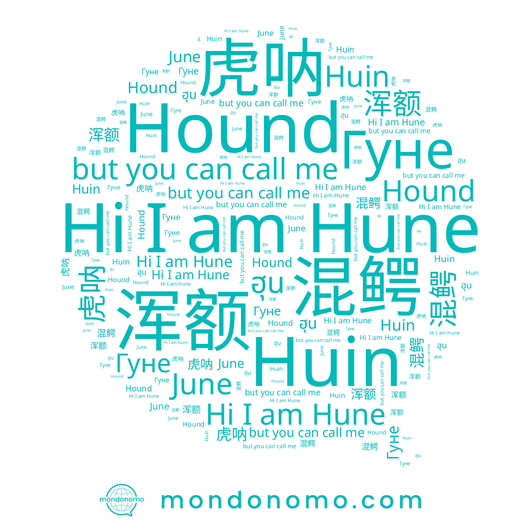 name Hune, name 混鳄, name 浑额, name June, name ฮุน, name 虎呐, name Huin, name Гуне