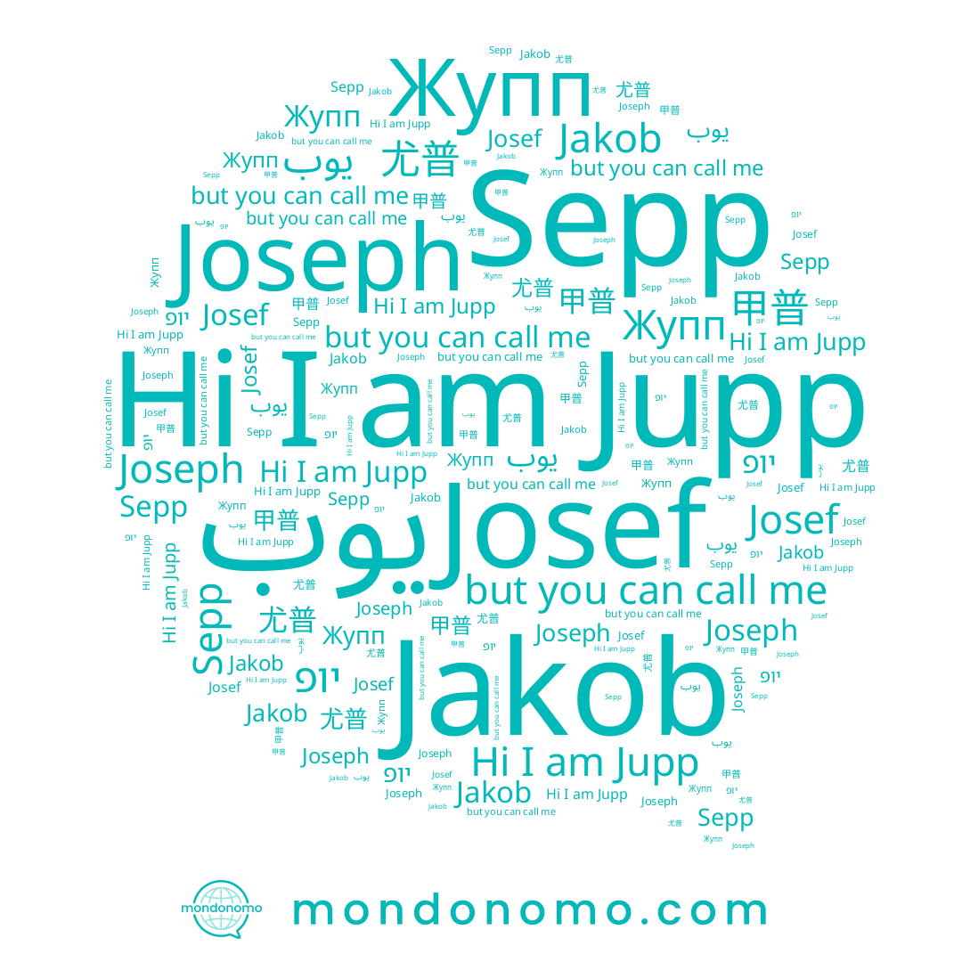 name Jupp, name 尤普, name Jakob, name יופ, name Josef, name Joseph, name Sepp, name 甲普, name Жупп, name يوب